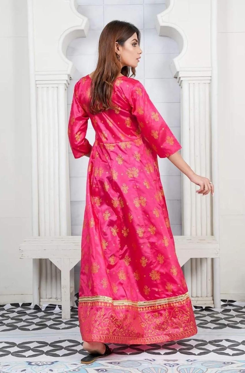 Women's Printed Silk Maxi Suit – 2 Pcs