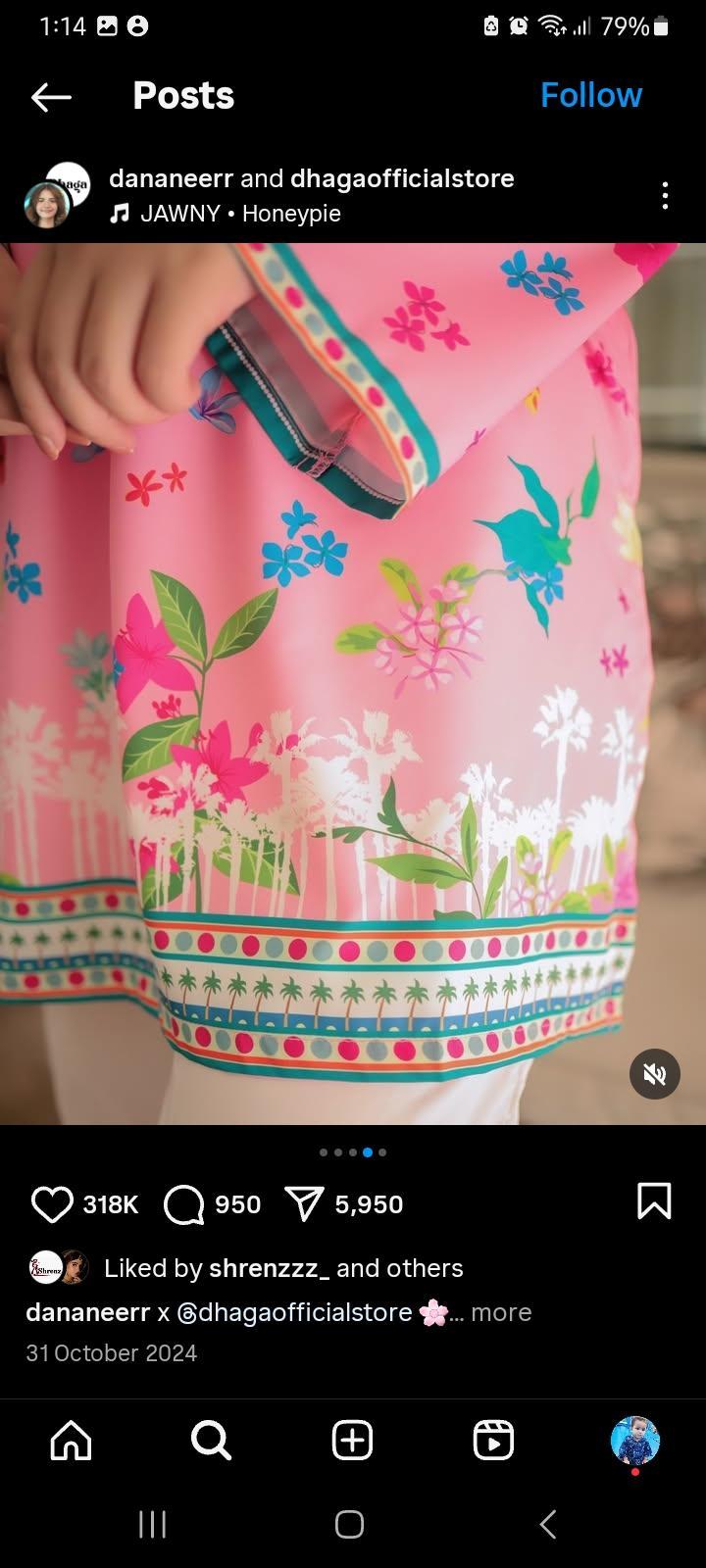 Pink Printed Lawn Co-Ord Set β 2 Pcs