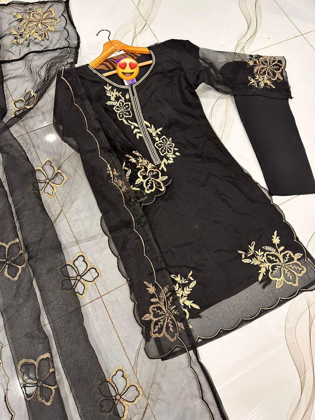 Women's Embroidered Organza Suit β 3 Pcs