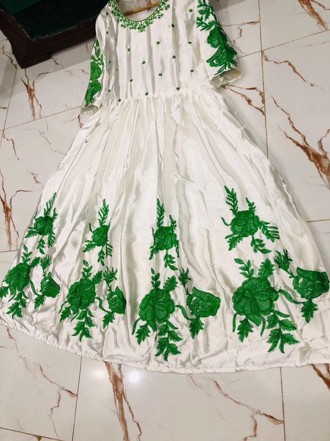 Women's Silk Maxi β White & Green