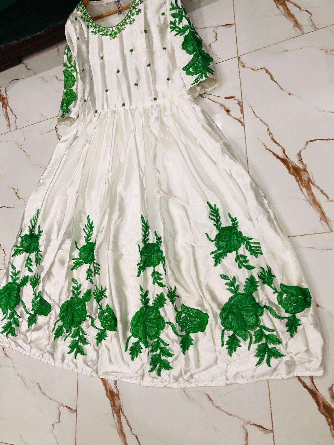 Women's Silk Maxi β White & Green