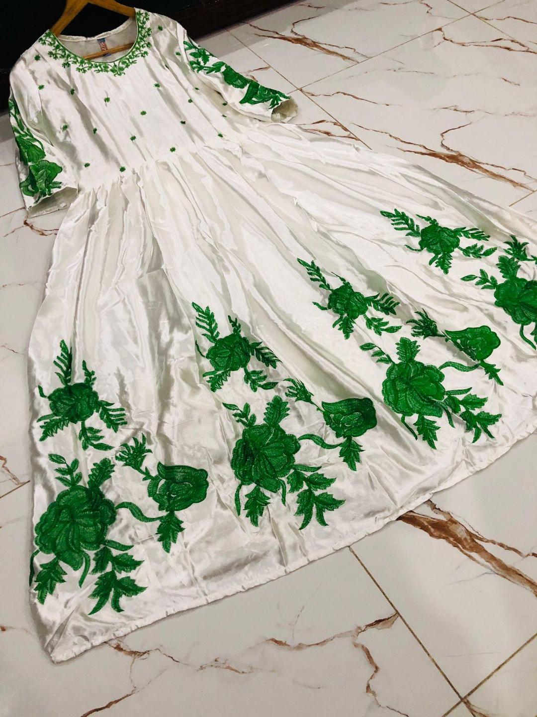 Women's Silk Maxi β White & Green